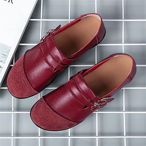 URIBAKY - Zapatos para mujer con hebilla de color uniforme, rojo, 42 EU