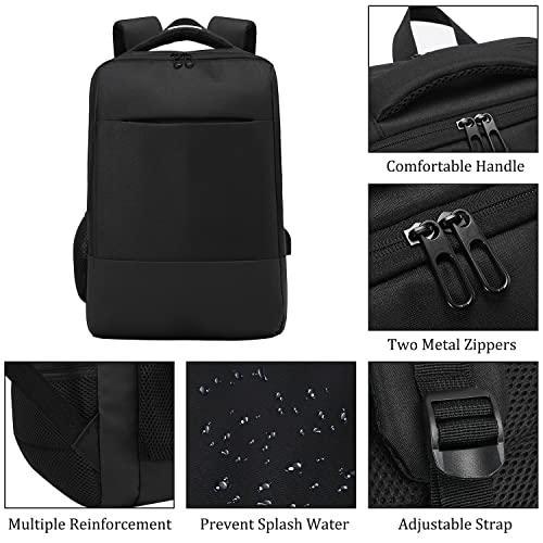 Utapossin Mochila Portátil, Mochila Antirrobo Impermeable, 15.6 Pulgadas Mochila Portatil, Mochila Impermeable, Impermeable Mochila Portatil, con Puerto de Carga USB (15,6", Negro)