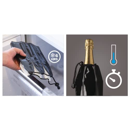 Vacu Vin 38855626-Enfriador rápido, Estampado Color Platino Enfriador para Botellas de Cava, plástico y Gel, Plateado, cm