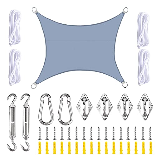 Vela de Sombra 3x2m Rectangular Toldo Vela Impermeable Protección Solar Rayos UV para Jardín Patio Terraza Balcón Exteriores Accesorios de MontajeTodo Incluído (Gris)
