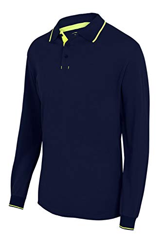 Velilla 105515 61/20 - A.NAVY/A.FLUOR M - Polo bicolor con raya manga larga Azul Navy Talla M