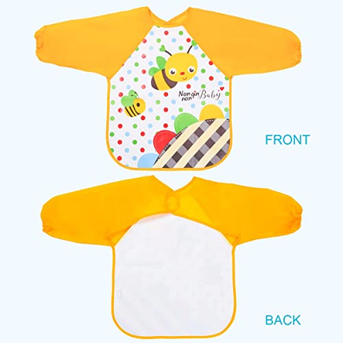 Vicloon Baberos Bebe Impermeables,Babero de Manga Larga de Bebé para Pintar con Mangas EVA Impermeable Delantal de Bebé, Unisexo Niños Niñas (0-36 meses)