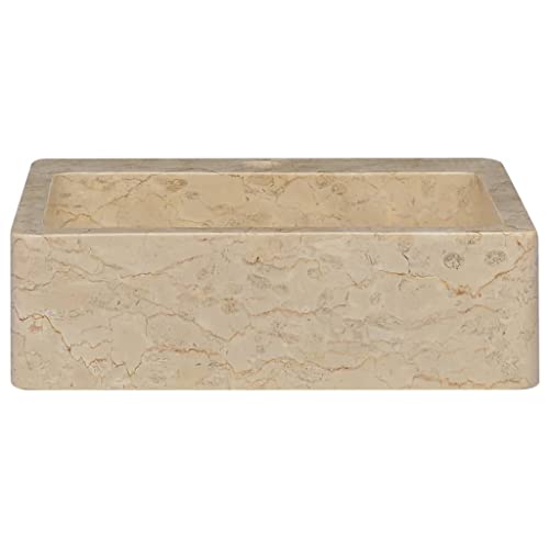 vidaXL Lavabo Lavamanos Inodoro Aseo Cuarto de Baño Cuenca Fregadero Hogar Casa Muebles Mobiliario Decoración Elegante Crema Mármol 40x40x12 cm