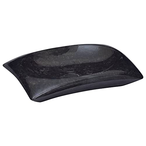 vidaXL Lavabo Lavamanos Inodoro Aseo Cuarto de Baño Cuenca Fregadero Hogar Casa Muebles Mobiliario Decoración Elegante Mármol Negro 50x35x10 cm