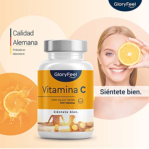 Vitamina C 1000 mg - Suministro para 7 Meses - Solo 1 Tableta al Día - Vitamina C Pura mejora el sistema inmunológico y Reduce el cansancio y la fatiga - Sin aditivos