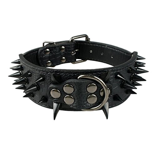 Vivi Bear - Impresionante collar de piel sintética, estilo punk, con pinchos de 5 cm de ancho, para perro de tamaño mediano o grande