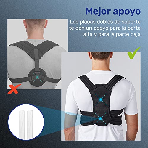 VOKKA Corrector de Postura, Corrector y Soporte para Columna Vertebral, Alivia Dolor en Cuello, Espalda y Hombros, Ajustable y Transpirable, Mejora la Postura y Proporciona Soporte para la Espalda, XL