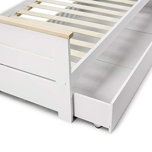 VS Venta-stock Cama Nido Juvenil Sena 90X190, Color Blanco, Dimensiones: 199cm (Largo), 105cm (Ancho) y 62cm (Alto)