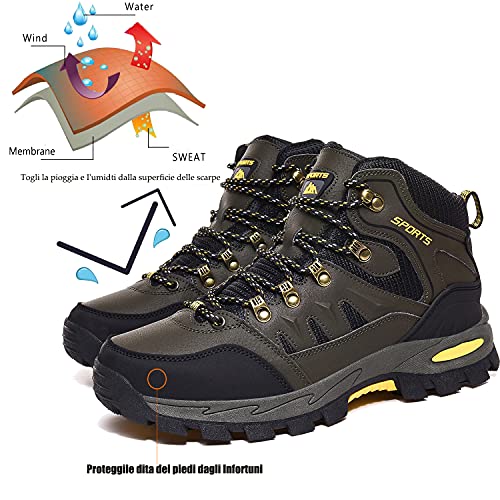 VTASQ Chaussures de Randonnée Antidérapantes pour Hommes Femmes Bottes en Plein Air Trekking Promenades Montantes Imperméable Sports Sneakers pour Verde-41EU