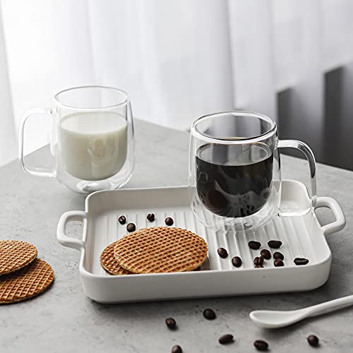 Vzaahu - Juego de Tazas de Café de Vidrio Borosilicato con Aislamiento Doble – Tazas de Café Espresso, Resistentes al Calor, Aptas Lavavajillas, Microondas – Regalos, Cumpleaños Bienvenidas[2u]