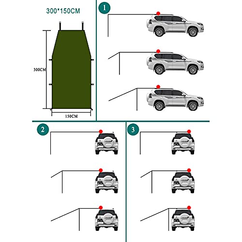 wangshang Toldo lateral para coche, toldos laterales para coche, pantalla de sombra, kit completo para camping, tráiler, baldaquino para SUV playa y exterior