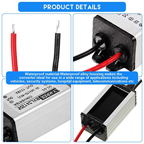 Weewooday 2 Piezas DC 24V a 12V DC Reguladores Convertidores de Voltaje Buck 5A 60W Adaptador de Fuente Alimentación Reductor Regulador para Vehículo Sistema Solar (Acepta Entradas DC15-40V)