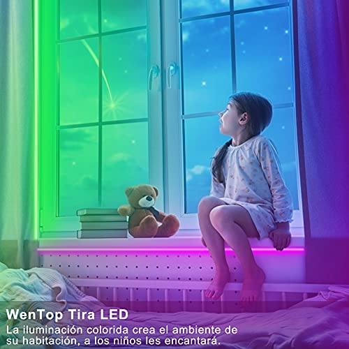 WenTop Tira LED 30m Bluetooth, Luces LED Habitación 30 Metros, RGB Tiras LED con Control Remoto y Inteligente Control de APP, Cambia el Color con la Música, Para Decoración de Bares, Fiestas, Cocina