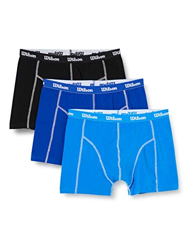 Wilson Calzoncillos para Hombre, Bóxers Value Cotton Range (Pack de 3), AZUL CLARO/AZUL/NEGRO, XL