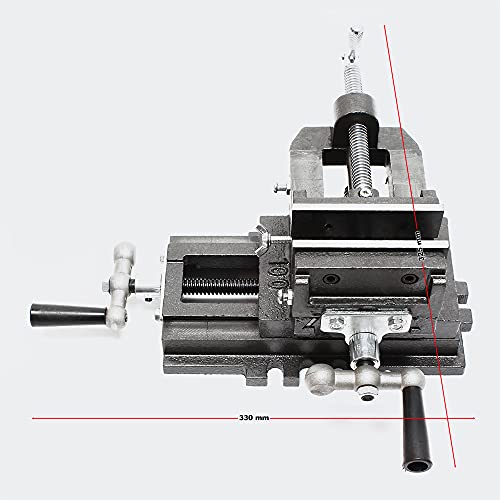 WilTec Mordaza de máquina Mordaza de 2 Ejes 100mm Mesa en Cruz Banco de Trabajo