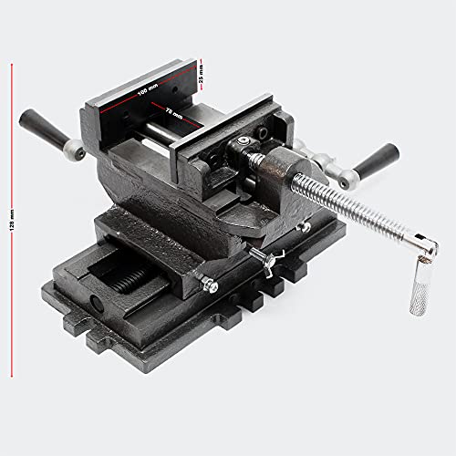 WilTec Mordaza de máquina Mordaza de 2 Ejes 100mm Mesa en Cruz Banco de Trabajo
