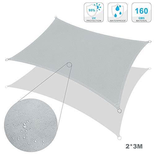 Wokkol Toldos Impermeables Exterior, Toldo Vela de Sombra, Vela de Sombra, Toldo Vela Impermeable, protección Rayos UV, Toldo Resistente e Lmpermeable, para Patio, Exteriores, Jardín (Gris, 2X3M)