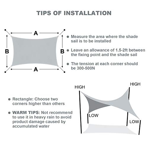 Wokkol Toldos Impermeables Exterior, Toldo Vela de Sombra, Vela de Sombra, Toldo Vela Impermeable, protección Rayos UV, Toldo Resistente e Lmpermeable, para Patio, Exteriores, Jardín (Gris, 2X3M)