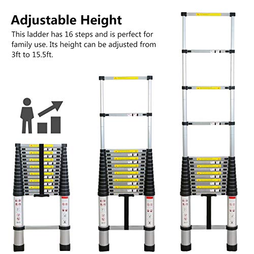 WolfWise Escalera telescópica, Extensión telescópica de Aluminio Escalera multifunción (4,7M)