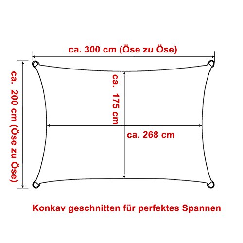 WOLTU Toldo Vela de Sombra Rectangular Prevención Rayos UV Solar protección Piel Resistente y Transpirable para Jardín,Patio, Exteriores Gris 2x3m, GZS1188gr01