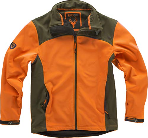 Work Team Cazadora workshell alta visibilidad, combinada, con 2 bolsillos laterales. HOMBRE Naranja AV/Verde Caza L