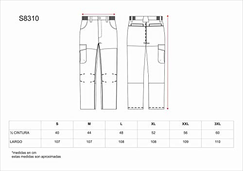 Work Team Pantalon combinado, con 2 bolsos laterales, 2 traseros y 1 bolso en pernera. HOMBRE Verde Caza/Marron L