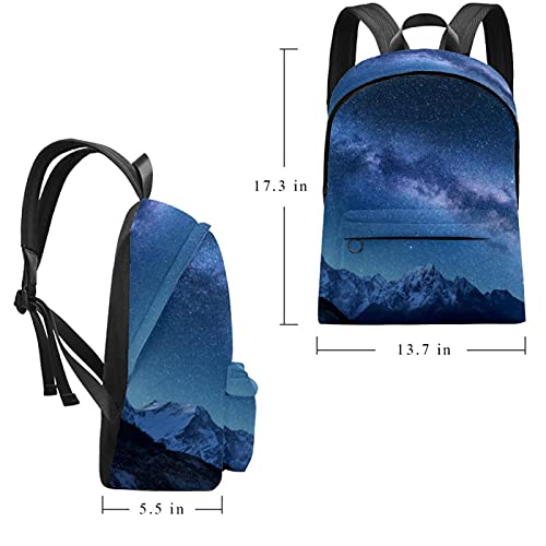 wuqiandian Mochilas para mujeres Hombres Bolsa de viaje Mochila Vía Láctea y Montañas Hermosas Himalayas Mochila Universitaria