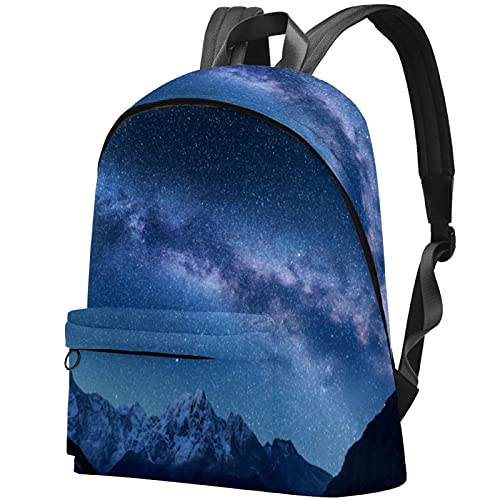 wuqiandian Mochilas para mujeres Hombres Bolsa de viaje Mochila Vía Láctea y Montañas Hermosas Himalayas Mochila Universitaria