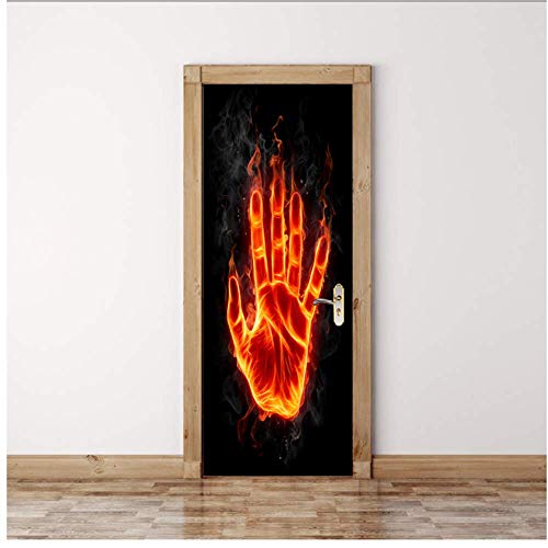 XIANGPEIMENTIE Fiamme Palme Adesivo   per Porta Da Adesivi per Porte Interne    Decorazione Della Parete   Carta Da Parati per Ufficio   Decorazione per La Casa    Poster Scen 77 * 200Cm