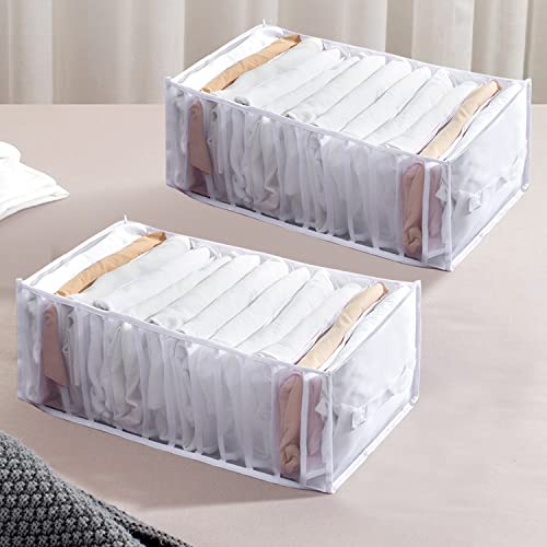 Xnuoyo Caja de Almacenamiento de Jeans,Organizador para Pantalones,Organizador de Cajones de 2 Piezas,Adecuada para Camisa, Polainas,Camisetas, Jeans(Blanco, 44*25*17)