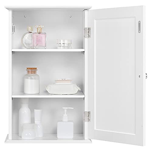 Yaheetech Armario de Pared para Baño Armario Suspendido de Tres Niveles para Cocina Mueble Baño Auxiliar Blanco 35x20,7x55cm Blanco