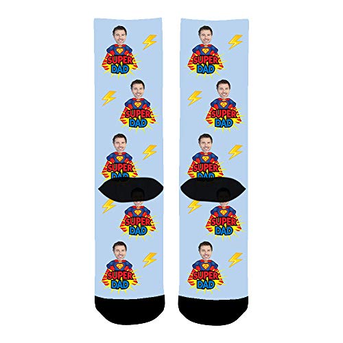 YanNanKe Calcetines Personalizados Foto,Personalizable Calcetines,Calcetines fotográficos para Hombre Mujer, Personalizable Calcetines de papá súper papá regalo del día del padre