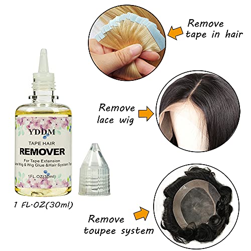 YDDM removedor de cinta para cinta en extensiones de cabello 1FL.oz (30ml), removedor de pegamento para peluca de encaje para cinta en extensiones y cinta para peluca de encaje y sistemas de cabello