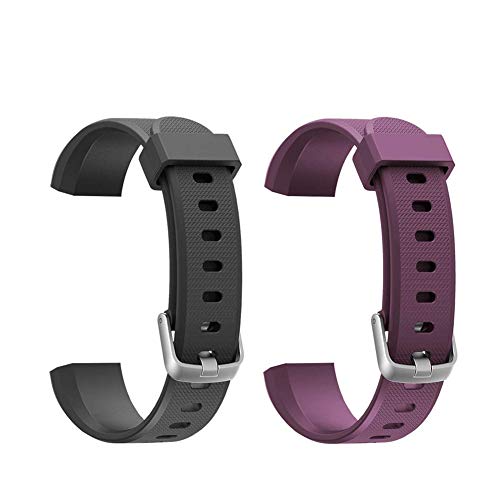 YFish Correa de Recambio para Pulsera Inteligente de Actividad ID 115U SÓLO, Durable Correa de Reemplazo con 2 colores Violeta+ Negro