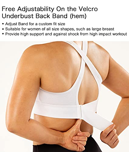 YIANNA Sujetador Deportivo Mujer Tallas Grande Alto Impacto Cremallera Delantera Sujetadores sin Aros Yoga Sports Bra Crop Top Blanco con Relleno, 1 Size M