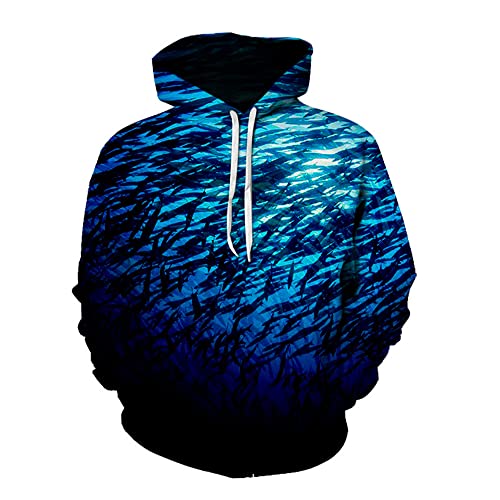 Ying Sudadera Capucha Hombre Primavera Otoño Suelta Personalidad 3D Impresión Hombre Jersey Moderno Urbano Juvenil Manga Larga con Bolsillo Diaria Casual All-Match Hombre Sudadera A-8 XXL