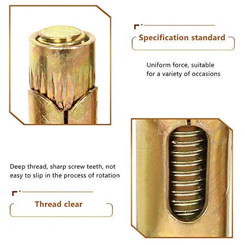 YMDZ 6 Pcs Pernos Expansión Hexagonal Tacos Metalicos M8 x 10 x 100mm Tornillo de Expansión Laton Perno de Anclaje, Acero al Carbono