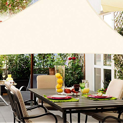 Yodeace Toldos Exterior Terraza 3x3x3m, Toldo Vela Triangular Bloque UV Toldos Terrazas para Patio Jardín Piscina Terraza Blanco lechoso