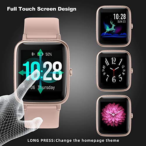 YONMIG Reloj Inteligente Mujer y Hombre, Smartwatch Impermeable IP68 Pulsera Actividad Deportivo con Monitor de Sueño, Pulsómetro, Pantalla Táctil Completa Reloj Fitness para Android y iOS