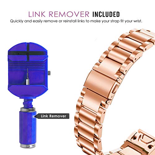 YOOSIDE Correa de reloj de repuesto para Garmin Fenix 5S/Fenix 6S de ajuste rápido, 20 mm de acero inoxidable de metal para Garmin Fenix 5S/5S Plus, Fenix 6S Pro/Sapphire (oro rosa)