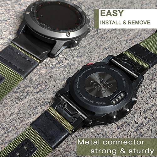 YOOSIDE Para Fenix 5X / Fenix 6X / Fenix 7X QuickFit pulsera de nailon de repuesto para Garmin Fenix 5X/5X Plus, Fenix 6X Pro, Sapphire, Fenix 3, Enduro (verde)