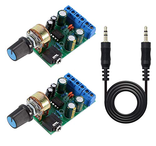 Youmile 2Pack Módulo amplificador de audio DC 1.8-12V TDA2822M 2.0 canales estéreo AMPBoard Mini AUX DIY Sistema de sonido Componente + 3.5mm Jack cable