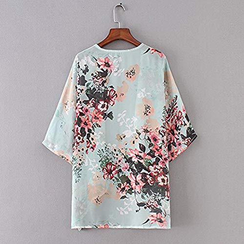 YULOONG para Mujer Cover Ups Gasa Estampado Floral Kimono Suelto Chal cárdigan Boho Verano Blusa Informal Top Sexy Playa Traje de baño Capas