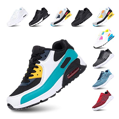 Zapatillas de Deportivas Mujer Zapatos Correr Hombre Running Casual Sneakers Cordones Colchón de Aire Ligero Respirable Calzado Verde 46