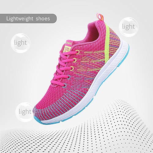 Zapatillas de Deportivos de Running para Mujer Gimnasia Ligero Sneakers Rosa-Amarillo 36