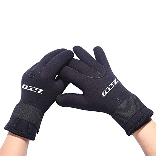 ZCCO Guantes de Buceo de Neopreno de 3 mm / 5 mm, Guantes térmicos de Traje de Neopreno de Doble Capa con muñeca elástica y partículas de Resistencia al Deslizamiento (3mm, XL)