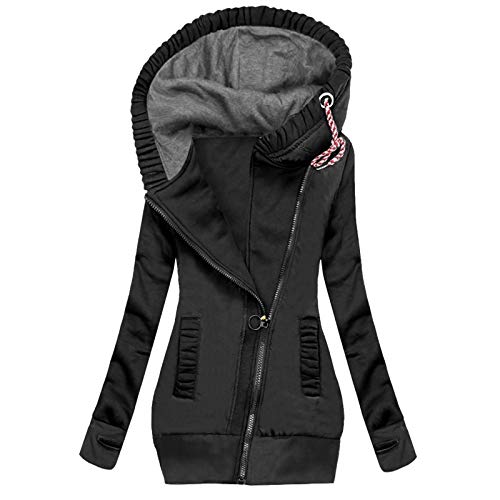 ZDYZDQ Mujeres de Gran tamaño, Camiseta de Gran tamaño, Chaqueta de Bolsillo sólido con Cremallera Sudadera con Cremallera de Manga Larga Abrigo Tumbona túnica Jersey