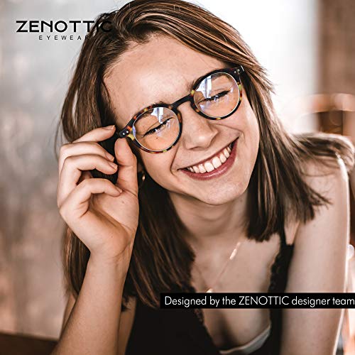 ZENOTTIC Gafas de Lectura de Bloqueo de Luz Azul Lentes Antirreflejos Gafas Retro de Ligero Marco Redondo para Hombres y Mujeres (TORTUGA, 3.00x)