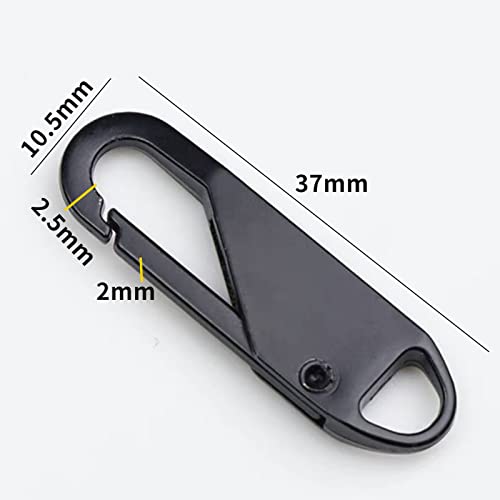 Zipper Pull Repuesto Metal Zipper Gripper Zipper Grip Reparador Zipper Tab Puller Zipper Slider para maleta, abrigo, botas, chaquetas, mochilas, Negro Plata 10 unidades