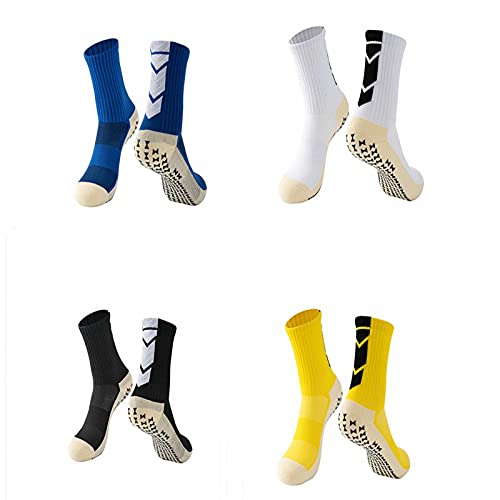 ZJKJ Calcetines De Fútbol Cortos para Adultos Hombres Toalla Dispensadora con Fondo Antideslizante Calcetines Deportivos De Entrenamiento De Competición(4 Pares)